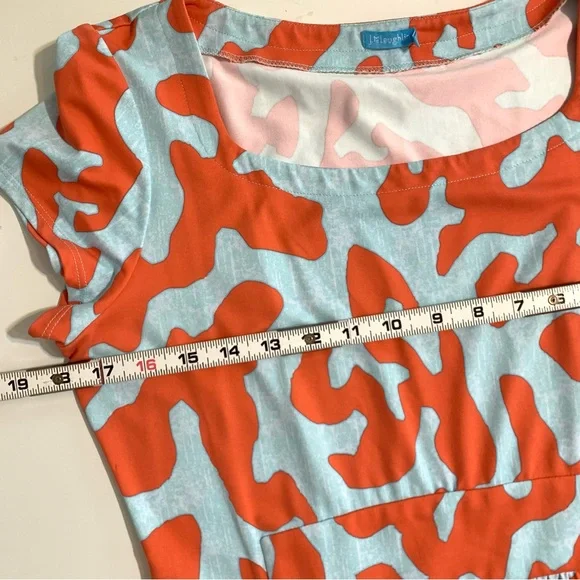 J. McLaughlin Women Catalina Coral Blue Sheath Dress Medium Pockets Cap Sleeve - Picture 5 of 12